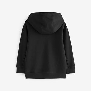 Black Plain Zip Through Hoodie (3-12yrs)
