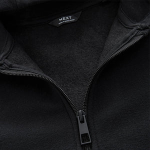 Black Plain Zip Through Hoodie (3-12yrs)