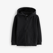 Load image into Gallery viewer, Black Plain Zip Through Hoodie (3-12yrs)
