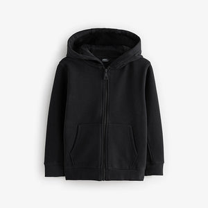 Black Plain Zip Through Hoodie (3-12yrs)