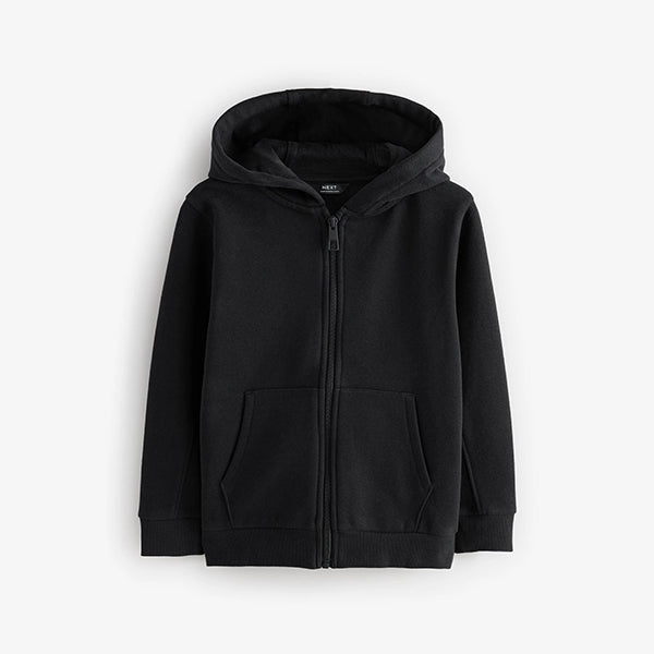 Black Plain Zip Through Hoodie (3-12yrs)