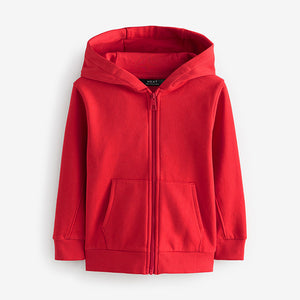 Red Plain Zip Through Hoodie (3-12yrs)