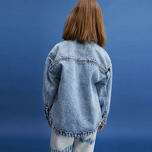 Mid Blue 100% Cotton Denim Shacket (3-12yrs)