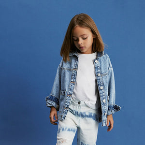 Mid Blue 100% Cotton Denim Shacket (3-12yrs)