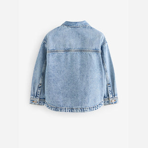 Mid Blue 100% Cotton Denim Shacket (3-12yrs)