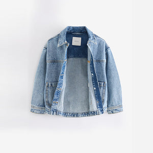 Mid Blue 100% Cotton Denim Shacket (3-12yrs)