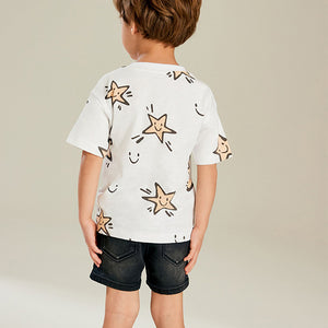 White Star All-Over Print 100% Cotton Short Sleeve T-Shirt (3mths-5-6yrs)