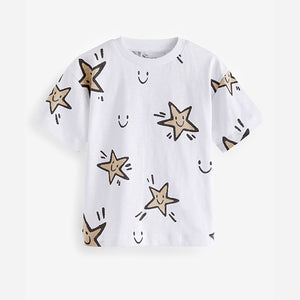 White Star All-Over Print 100% Cotton Short Sleeve T-Shirt (3mths-5-6yrs)