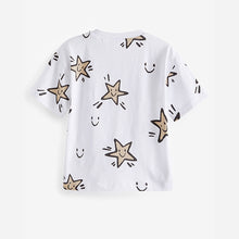 Load image into Gallery viewer, White Star All-Over Print 100% Cotton Short Sleeve T-Shirt (3mths-5-6yrs)
