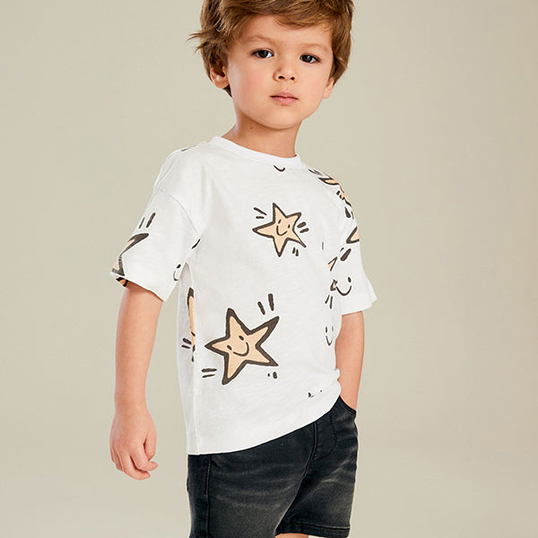 White Star All-Over Print 100% Cotton Short Sleeve T-Shirt (3mths-5-6yrs)