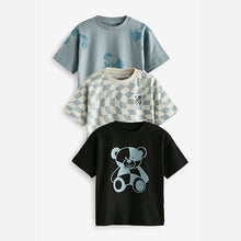 Load image into Gallery viewer, Blue/Black 100% Cotton Short Sleeve Character T-Shirts 3 Pack (3mths-5-6yrs)
