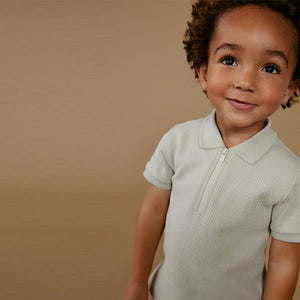 Grey Zip Polo Shirt and Shorts Set (3mths-5-6yrs)