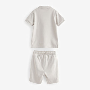 Grey Zip Polo Shirt and Shorts Set (3mths-5-6yrs)