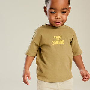 Khaki Green Simple 100% Cotton Short Sleeve T-Shirt (3mths-5-6yrs)