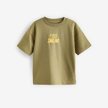 Load image into Gallery viewer, Khaki Green Simple 100% Cotton Short Sleeve T-Shirt (3mths-5-6yrs)
