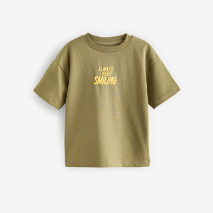 Khaki Green Simple 100% Cotton Short Sleeve T-Shirt (3mths-5-6yrs)