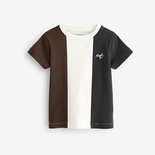 Load image into Gallery viewer, Grey/Brown Short Sleeve Colourblock T-Shirt (3mths-5-6yrs)
