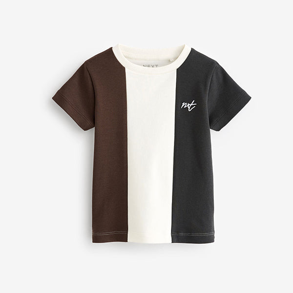 Grey/Brown Short Sleeve Colourblock T-Shirt (3mths-5-6yrs)