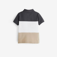 Load image into Gallery viewer, Black/Cream Short Sleeve Colourblock Polo Shirt (3mths-5-6yrs)
