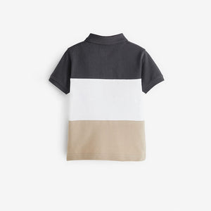 Black/Cream Short Sleeve Colourblock Polo Shirt (3mths-5-6yrs)