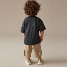 Load image into Gallery viewer, Tan Brown/Grey Utility Bumbag Short Sleeve T-Shirt &amp; Shorts Set (3mths-5-6yrs)
