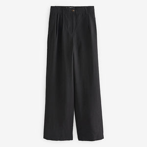 Black Tailored Elastic Back Wide Leg Trousers