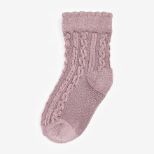 Load image into Gallery viewer, Pink/Neutral Baby Cable Socks 7 Pack (0mths-1-2yrs)
