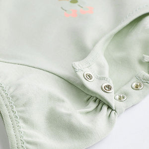 Sage Green Puff Sleeve Baby Bodysuits 3 Pack