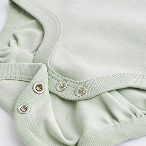 Sage Green Puff Sleeve Baby Bodysuits 3 Pack