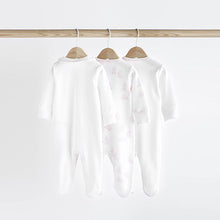 Load image into Gallery viewer, Pink 100% Cotton Baby Sleepsuits 3 Pack (0-12mt)
