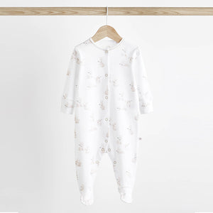 Neutral Bunny Delicate Baby Sleepsuits 3 Pack (0-12-18mt)