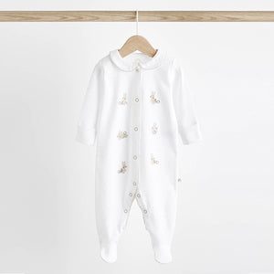 Neutral Bunny Delicate Baby Sleepsuits 3 Pack (0-12-18mt)