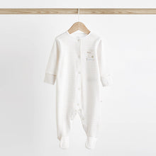 Load image into Gallery viewer, Neutral Bunny Delicate Baby Sleepsuits 3 Pack (0-12-18mt)
