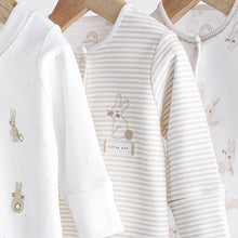 Load image into Gallery viewer, Neutral Bunny Delicate Baby Sleepsuits 3 Pack (0-12-18mt)
