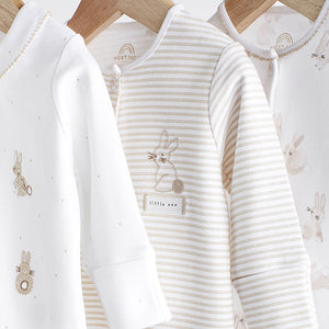 Neutral Bunny Delicate Baby Sleepsuits 3 Pack (0-12-18mt)