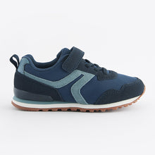 Load image into Gallery viewer, Navy Blue Standard Fit (F) One Strap Elastic Lace Trainers
