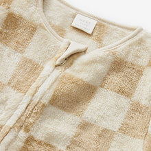 Load image into Gallery viewer, Neutral Checkerboard Baby Fleece Sleepsuit
