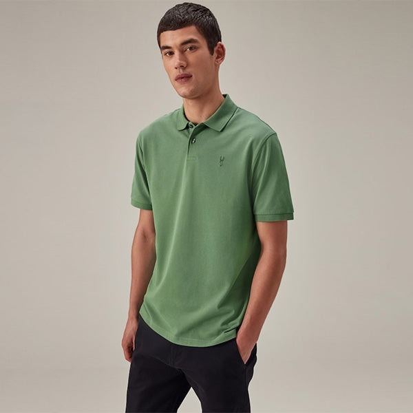 Green Regular Fit Short Sleeve Pique Polo Shirt