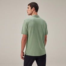 Load image into Gallery viewer, Green Regular Fit Short Sleeve Pique Polo Shirt
