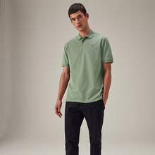 Load image into Gallery viewer, Green Regular Fit Short Sleeve Pique Polo Shirt

