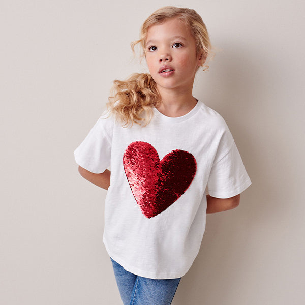 Red Heart Sequin T-Shirt (3-12yrs)