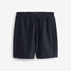 Navy Blue Straight Fit Zip Pocket Jersey Shorts