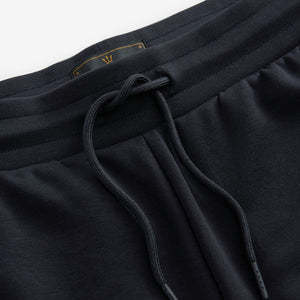 Navy Blue Straight Fit Zip Pocket Jersey Shorts