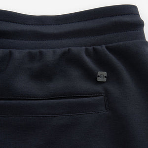 Navy Blue Straight Fit Zip Pocket Jersey Shorts