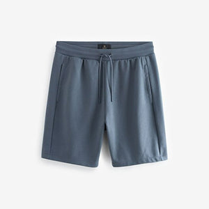 Blue Straight Fit Zip Pocket Jersey Shorts