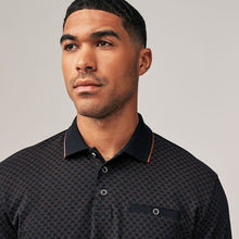 Load image into Gallery viewer, Black/Gold Short Sleeve Print Polo Shirt
