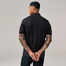 Load image into Gallery viewer, Black/Gold Short Sleeve Print Polo Shirt

