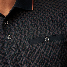 Load image into Gallery viewer, Black/Gold Short Sleeve Print Polo Shirt
