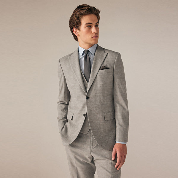 Neutral Slim Fit Check Suit Jacket
