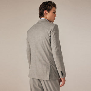Neutral Slim Fit Check Suit Jacket